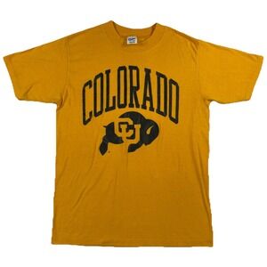 Vintage Colorado Buffaloes CU Boulder T-Shirt Yellow 80's Single Stitch Large